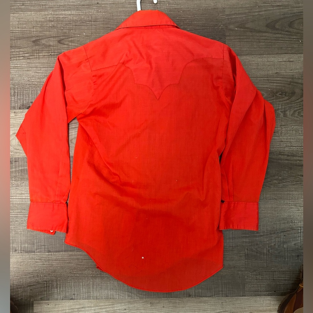 Vtg Rockmount Ranch Wear Tru-West Pearl Snap Shirt Red USA Men's Size Small - Picture 6 of 8
